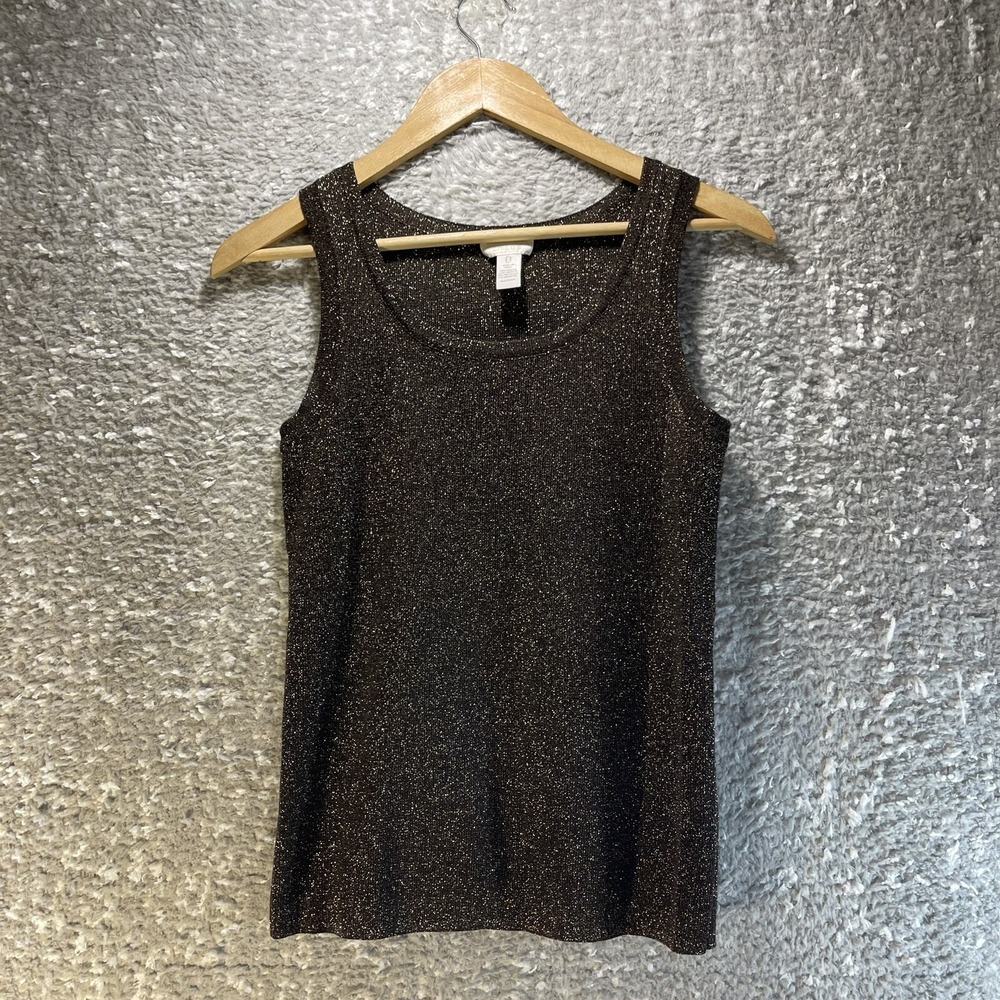 Chicos Women's Top Size 0, Small Brown Metallic Shimmer Rayon Acrylic Sleeveless